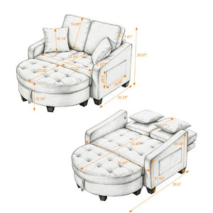 English Elm Two‑seater Velvet Sofa with Storage Ottoman Convertible Daybed for Modern Living Rooms Black W3371S00060