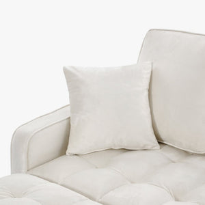 English Elm Two‑seater Velvet Sofa with Storage Ottoman Convertible Daybed for Modern Living Rooms Beige W3371S00061