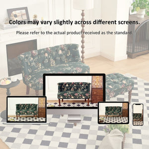 English Elm Sofa Chair Button Tufted Floral Accent Seat with Solid Wood Legs for Bedroom Decor Green W3373P547884