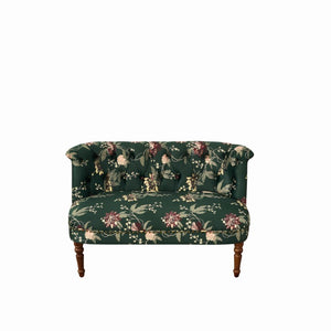 English Elm Sofa Chair Button Tufted Floral Accent Seat with Solid Wood Legs for Bedroom Decor Green W3373P547884