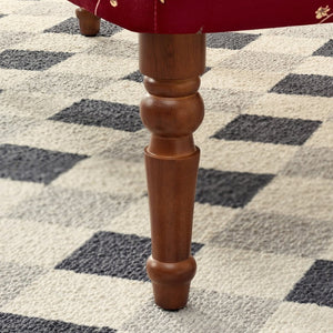 English Elm Sofa Chair Button Tufted Floral Accent Seat with Solid Wood Legs for Bedroom Decor Wine Red W3373P547904