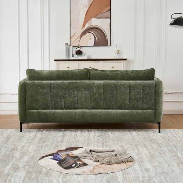 English Elm 80 Inch Three Seat Chenille Sofa with Metal Legs for Modern Living Room Spaces Green W3373S00101