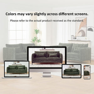 English Elm 80 Inch Three Seat Chenille Sofa with Metal Legs for Modern Living Room Spaces Green W3373S00101