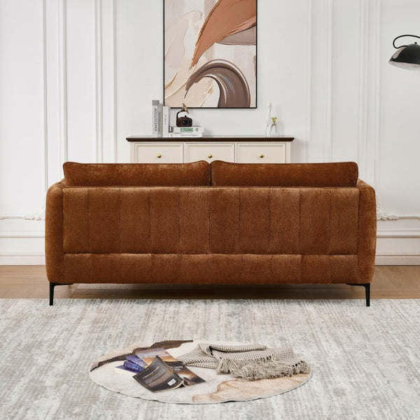English Elm 80 Inch Three Seat Chenille Sofa with Metal Legs for Modern Living Room Spaces Caramel W3373S00102