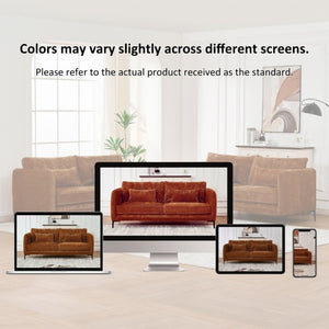 English Elm 80 Inch Three Seat Chenille Sofa with Metal Legs for Modern Living Room Spaces Caramel W3373S00102