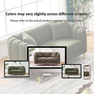 English Elm 61 Inch Chenille Tufted Loveseat with Gold Legs Compact Glam Sofa for Apartment W3373S00105