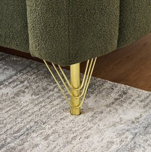 English Elm 61 Inch Chenille Tufted Loveseat with Gold Legs Compact Glam Sofa for Apartment W3373S00105