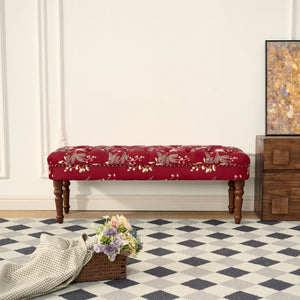 English Elm Sofa Chair Tufted Floral Accent Seat with Turned Wood Legs Victorian Bedroom W3373S00110