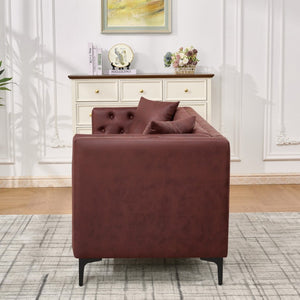 English Elm 83 Inch Three Seat Tech Fabric Sofa Button Tufted Mid Century Modern with Sleek Metal Legs W3373S00112
