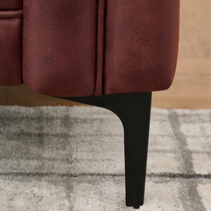 English Elm 83 Inch Three Seat Tech Fabric Sofa Button Tufted Mid Century Modern with Sleek Metal Legs W3373S00112