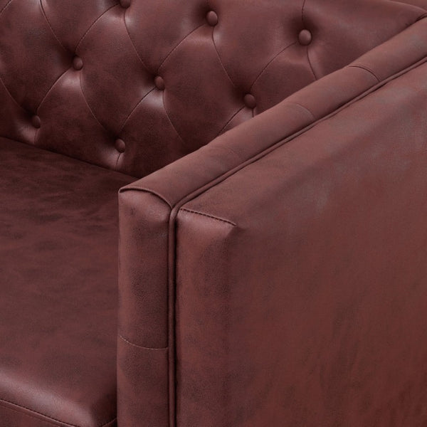 English Elm 83 Inch Three Seat Tech Fabric Sofa Button Tufted Mid Century Modern with Sleek Metal Legs W3373S00112