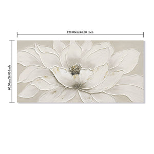 English Elm 24X48 Lotus Bloom Impasto Canvas Hand Painted Floral Art with Gold Foil Stone Accents W3374P517945