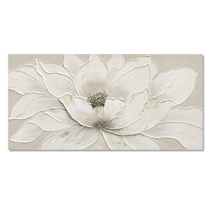English Elm 24X48 Lotus Bloom Impasto Canvas Hand Painted Floral Art with Gold Foil Stone Accents W3374P517945