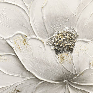English Elm 24X48 Lotus Bloom Impasto Canvas Hand Painted Floral Art with Gold Foil Stone Accents W3374P517945