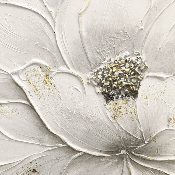 English Elm 24X48 Lotus Bloom Impasto Canvas Hand Painted Floral Art with Gold Foil Stone Accents W3374P517945