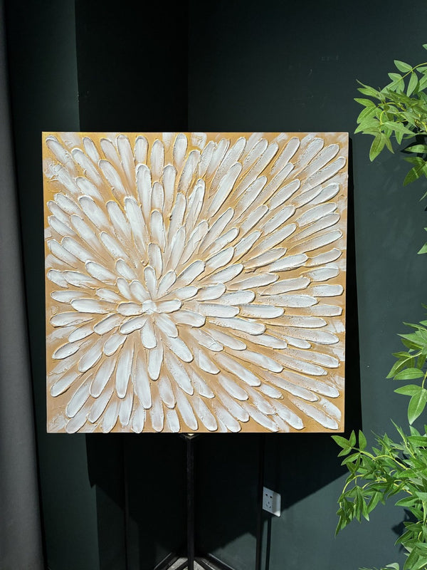 English Elm 32x32 Impasto Floral Hand-painted Canvas Set of 2 Neutral Botanical Art for Home W3374P517946