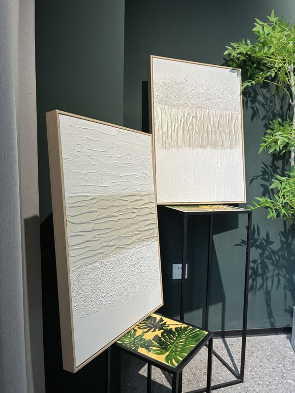 English Elm 20X28 Two Panel Sculptural Abstract Canvas Set with Stone Accents for Modern Walls W3374P517947