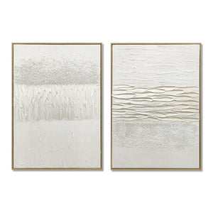 English Elm 20X28 Two Panel Sculptural Abstract Canvas Set with Stone Accents for Modern Walls W3374P517947