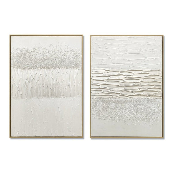 English Elm 20X28 Two Panel Sculptural Abstract Canvas Set with Stone Accents for Modern Walls W3374P517947