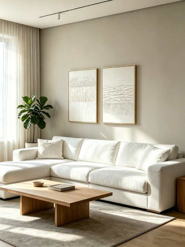 English Elm 20X28 Two Panel Sculptural Abstract Canvas Set with Stone Accents for Modern Walls W3374P517947