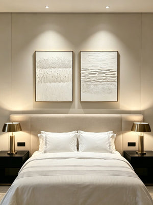 English Elm 20X28 Two Panel Sculptural Abstract Canvas Set with Stone Accents for Modern Walls W3374P517947