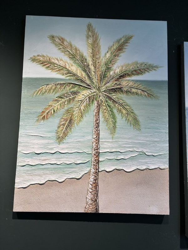 English Elm 24X30 Impasto Tropical Canvas Set of 2 Hand Painted Coastal Beach Wall Art for Living Room W3374P517948