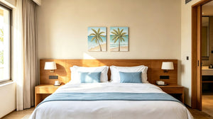 English Elm 24X30 Impasto Tropical Canvas Set of 2 Hand Painted Coastal Beach Wall Art for Living Room W3374P517948