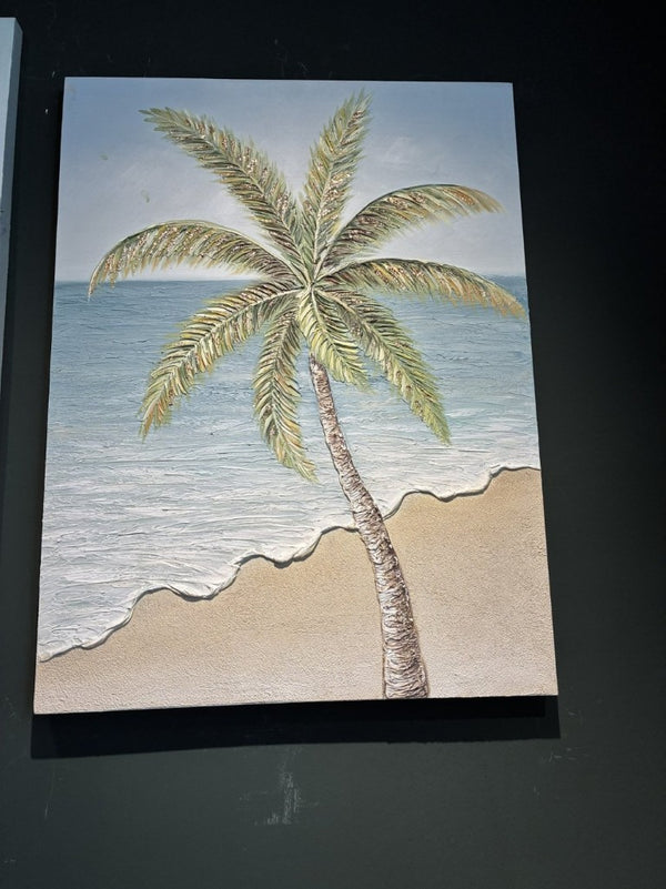 English Elm 24X30 Impasto Tropical Canvas Set of 2 Hand Painted Coastal Beach Wall Art for Living Room W3374P517948