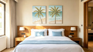 English Elm 24X30 Impasto Tropical Canvas Set of 2 Hand Painted Coastal Beach Wall Art for Living Room W3374P517948