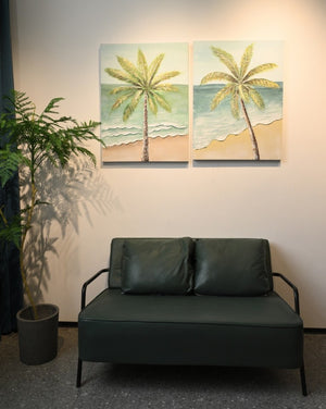 English Elm 24X30 Impasto Tropical Canvas Set of 2 Hand Painted Coastal Beach Wall Art for Living Room W3374P517948