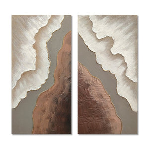 English Elm 20X40 Impasto Abstract Canvas Set of 2 Textured Gold Neutral Wall Art for Living Room W3374P517949