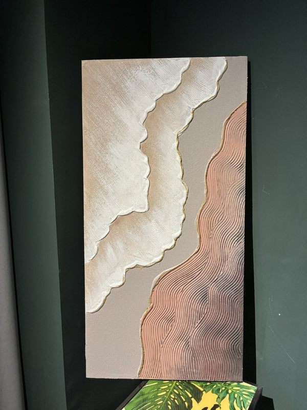 English Elm 20X40 Impasto Abstract Canvas Set of 2 Textured Gold Neutral Wall Art for Living Room W3374P517949