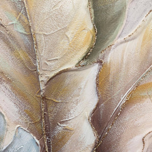 English Elm 24X24 Set of 2 Impasto Leaf Canvas Wall Art with Gold Foil Botanical Sculptural Panels W3374P517950
