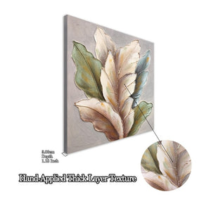 English Elm 24X24 Set of 2 Impasto Leaf Canvas Wall Art with Gold Foil Botanical Sculptural Panels W3374P517950