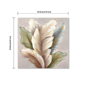 English Elm 24X24 Set of 2 Impasto Leaf Canvas Wall Art with Gold Foil Botanical Sculptural Panels W3374P517950