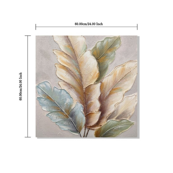 English Elm 24X24 Set of 2 Impasto Leaf Canvas Wall Art with Gold Foil Botanical Sculptural Panels W3374P517950