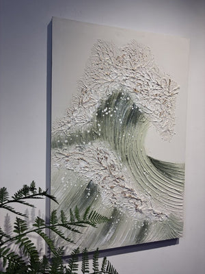 English Elm 24X36 Impasto Ocean Canvas Wall Art Set of 2 Coastal Panels with Gold Fleck Accents W3374P517951