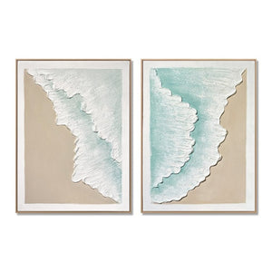 English Elm 24X32 Sculpted Plaster Ocean Wave Canvas Art Set of 2 Coastal Living Room Decor W3374P517952