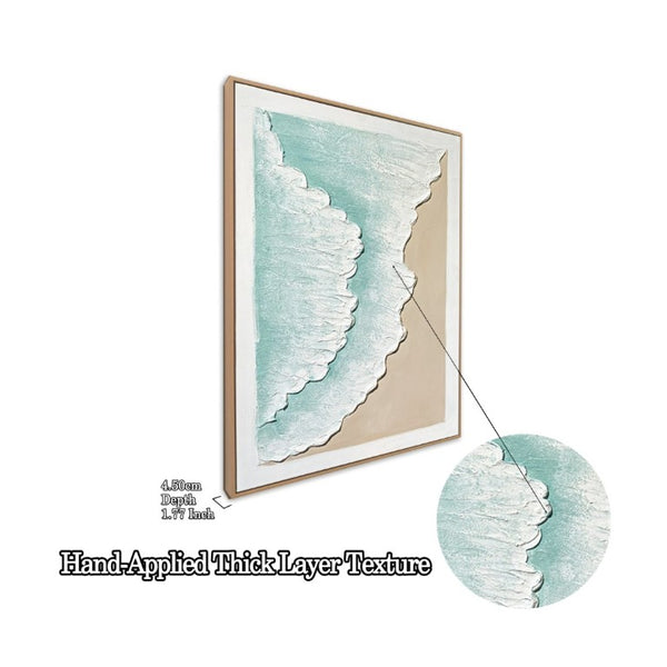 English Elm 24X32 Sculpted Plaster Ocean Wave Canvas Art Set of 2 Coastal Living Room Decor W3374P517952