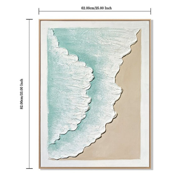 English Elm 24X32 Sculpted Plaster Ocean Wave Canvas Art Set of 2 Coastal Living Room Decor W3374P517952