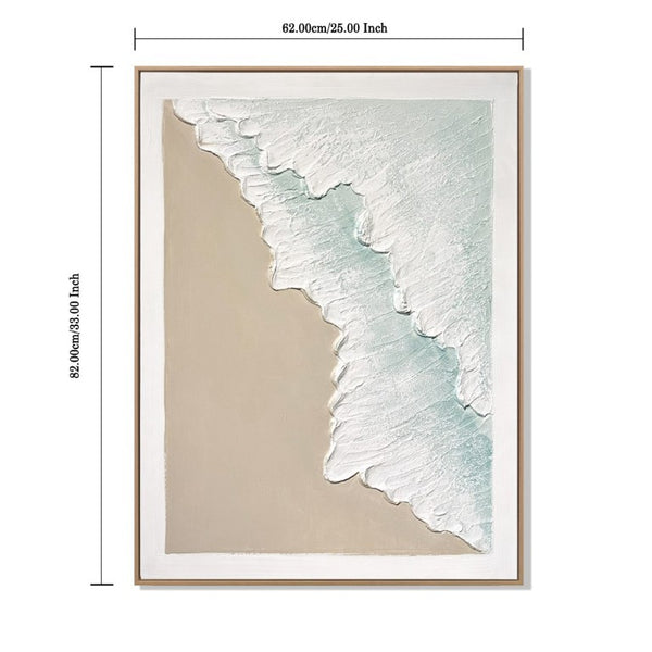 English Elm 24X32 Sculpted Plaster Ocean Wave Canvas Art Set of 2 Coastal Living Room Decor W3374P517952