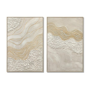 English Elm 24X36 Plaster Relief Diptych Canvas Set with Gold Accents for Modern Living Spaces W3374P517953