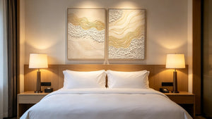 English Elm 24X36 Plaster Relief Diptych Canvas Set with Gold Accents for Modern Living Spaces W3374P517953
