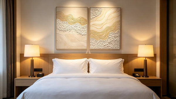 English Elm 24X36 Plaster Relief Diptych Canvas Set with Gold Accents for Modern Living Spaces W3374P517953