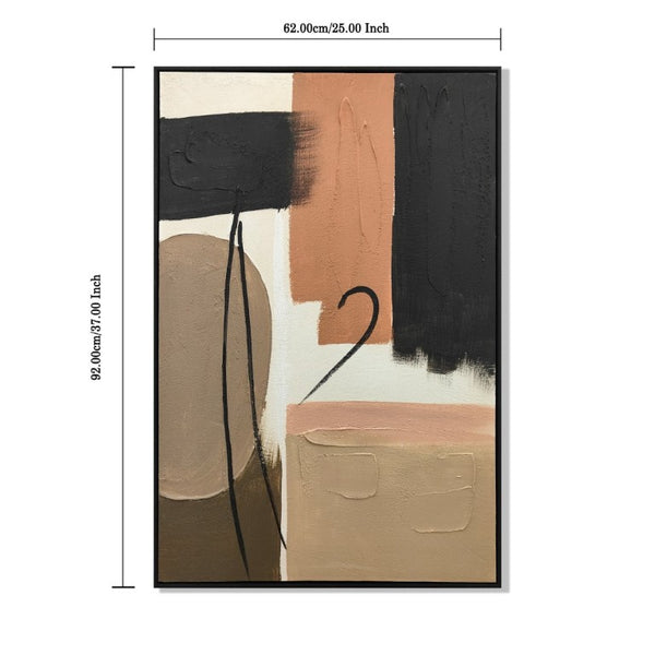 English Elm 24X36 Set of 2 Framed Impasto Abstract Canvas Art Wabi-Sabi Neutral Tones Ready Hang W3374P517954