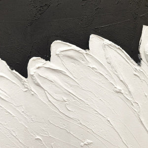 English Elm 28x40 Framed Impasto Canvas Art Black White Gold Textured Floral Relief Wall Decor W3374P517957