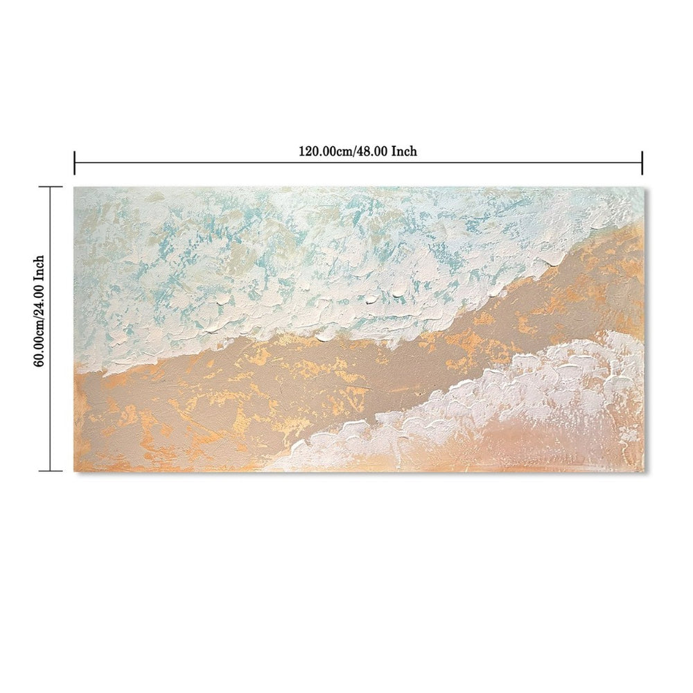 English Elm 24X48 Impasto Ocean Wave Canvas Handcrafted Coastal Art for Living Room Walls W3374P517958
