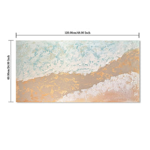 English Elm 24X48 Impasto Ocean Wave Canvas Handcrafted Coastal Art for Living Room Walls W3374P517958