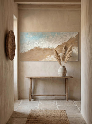 English Elm 24X48 Impasto Ocean Wave Canvas Handcrafted Coastal Art for Living Room Walls W3374P517958