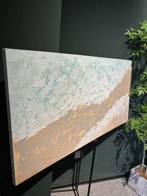 English Elm 24X48 Impasto Ocean Wave Canvas Handcrafted Coastal Art for Living Room Walls W3374P517958